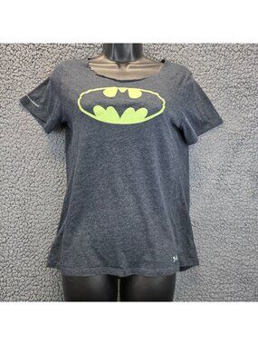 Under Armour Batman T Shirt S Gray Cut Out Back Streetwear Grunge Comic Sporty